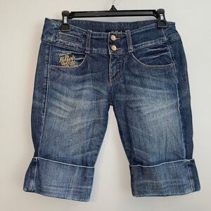 EUC Killah Rag Flake Bermuda Crop Denim Jean Shorts Size 28